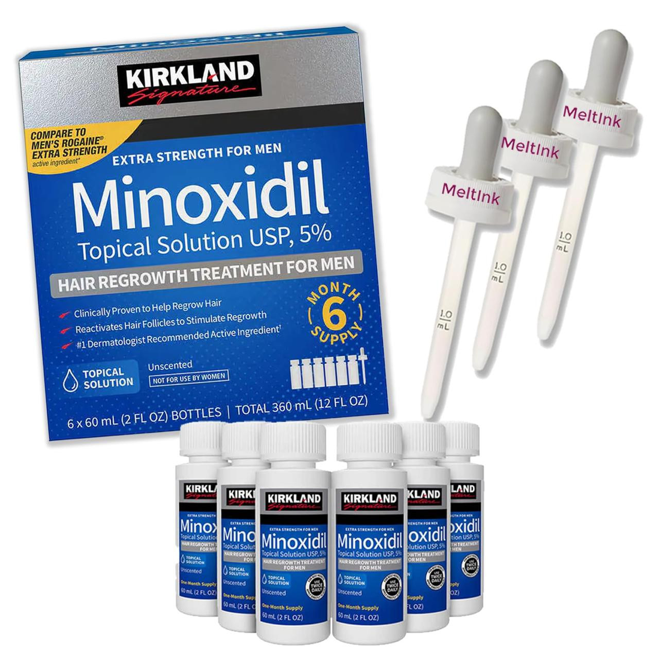 Minoxidil Topical Solution USP 5%, Extra Strength Hair Regrowth Treatment for Men, 6 Months Supply