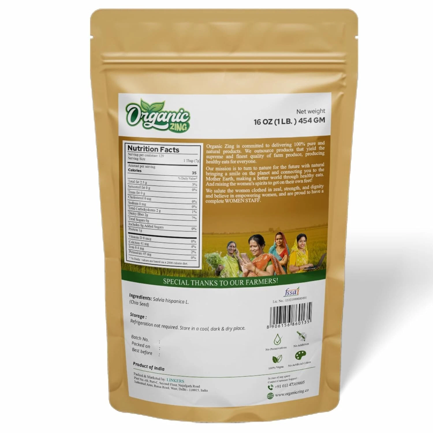 Organic Zing Chia Seeds 454gm